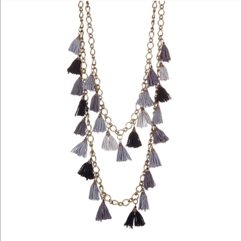 Black and Grey Tassel Necklace